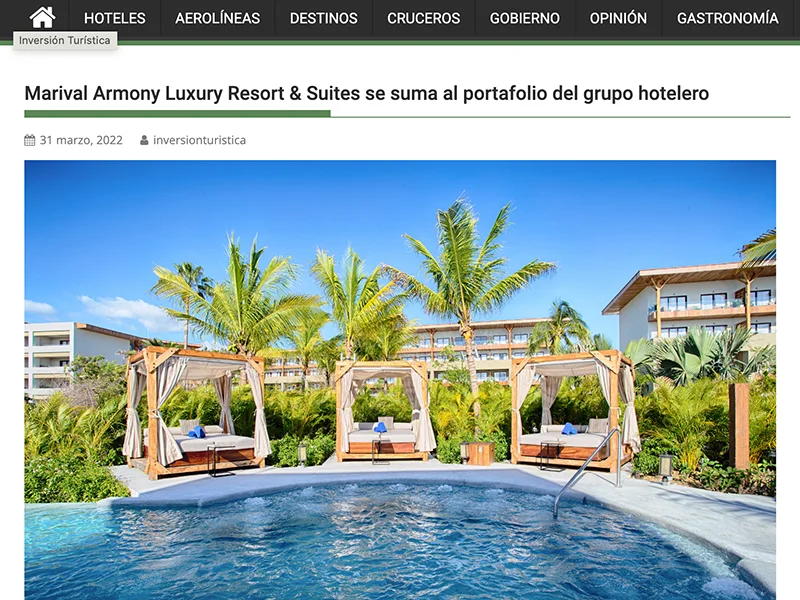 Marival Armony Luxury Resort & Suites se suma al portafolio del grupo hotelero
