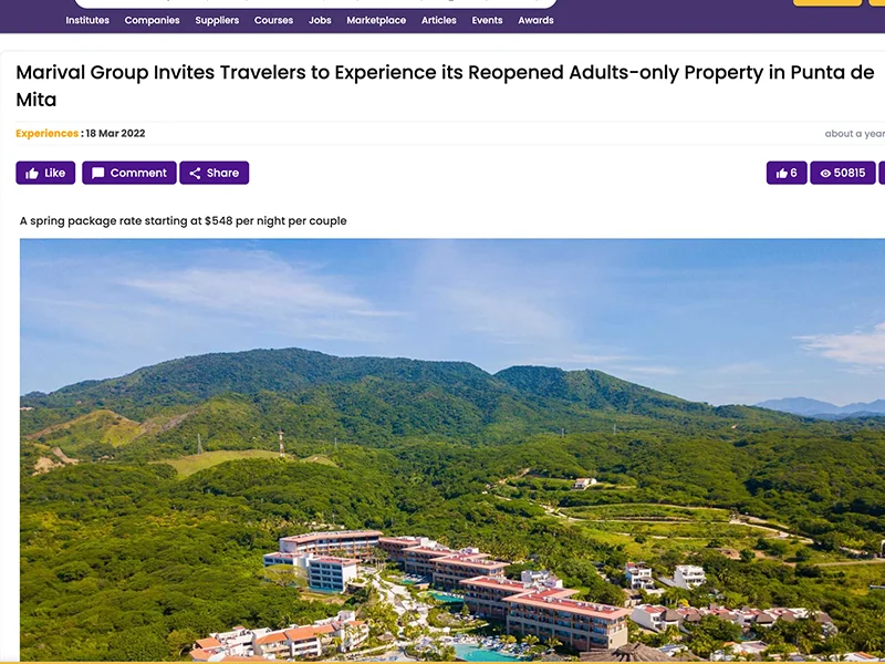 Marival Group Invites Travelers to Experience its Reopened Adults-only Property in Punta de Mita